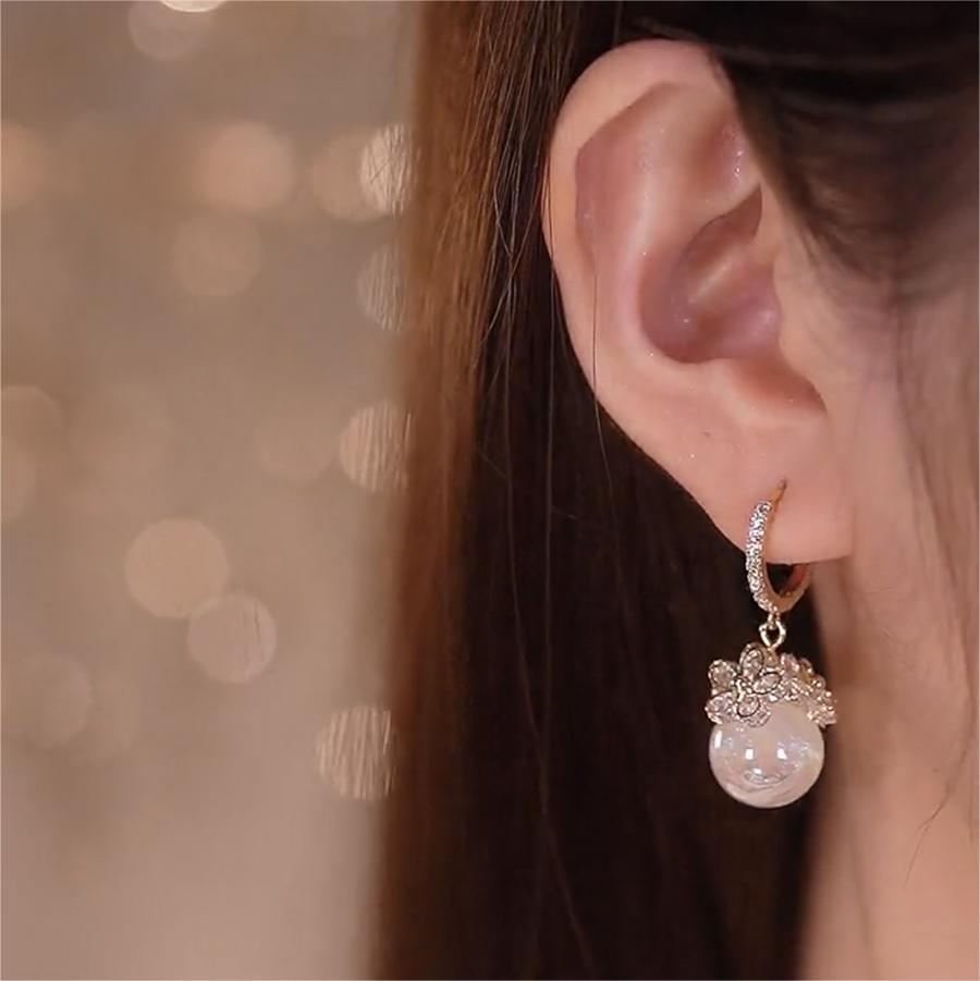 人魚姬花朵珍珠耳環-FANYIACC