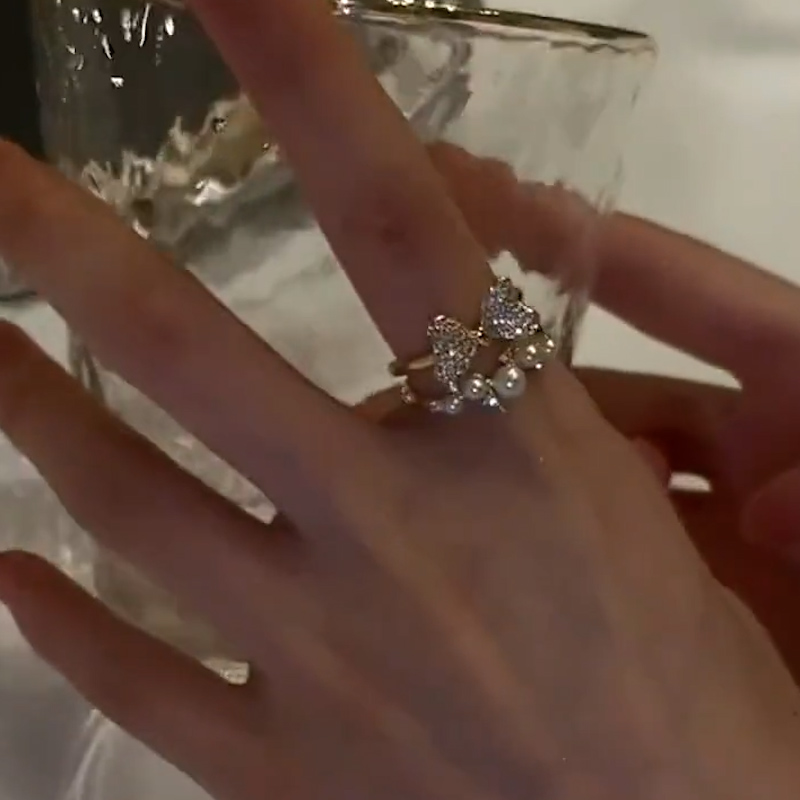 在逃公主 蝴蝶結珍珠戒指-FANYIACC