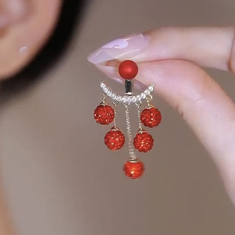 新款紅色珍珠耳環 【一款兩戴】-FANYIACC