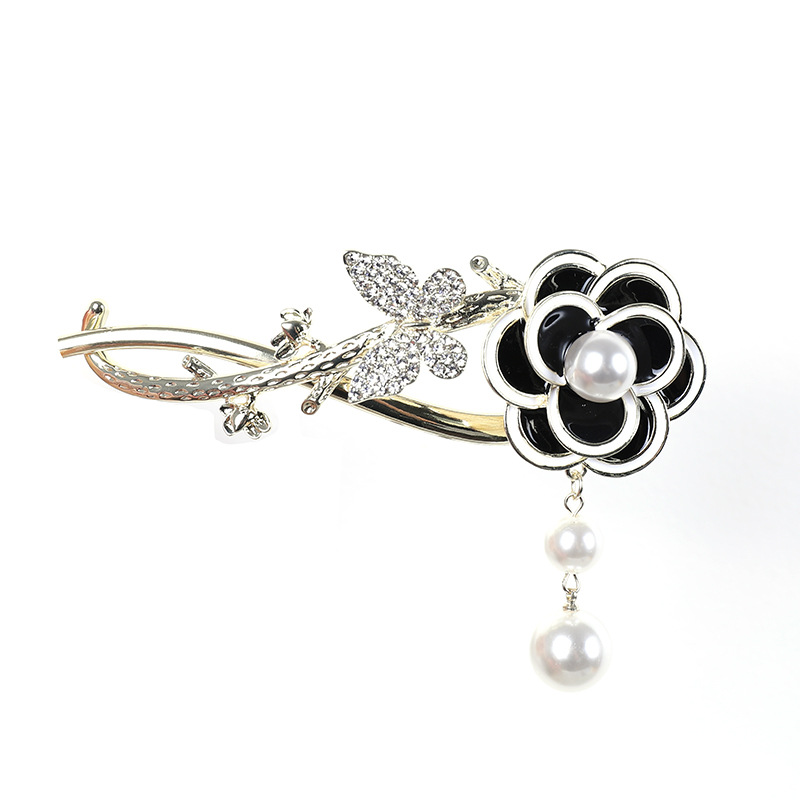 復古山茶花珍珠髮夾-FANYIACC