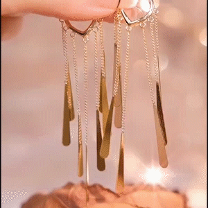 長款金色流蘇亮片耳環-FANYIACC