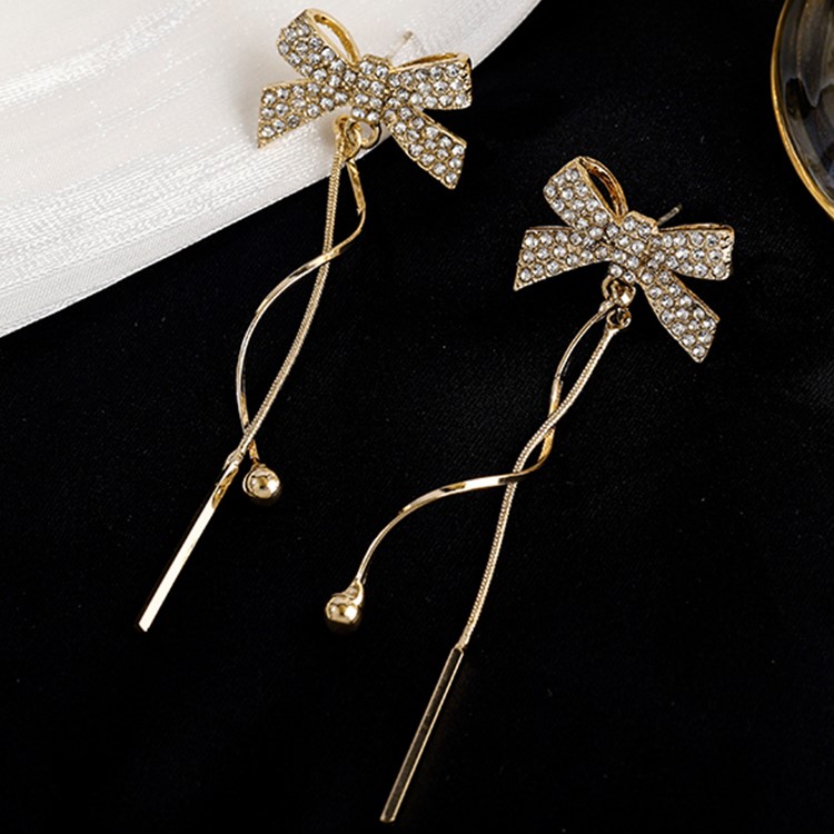法式蝴蝶結流蘇耳環-FANYIACC