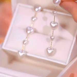 愛心珍珠流蘇耳環-FANYIACC