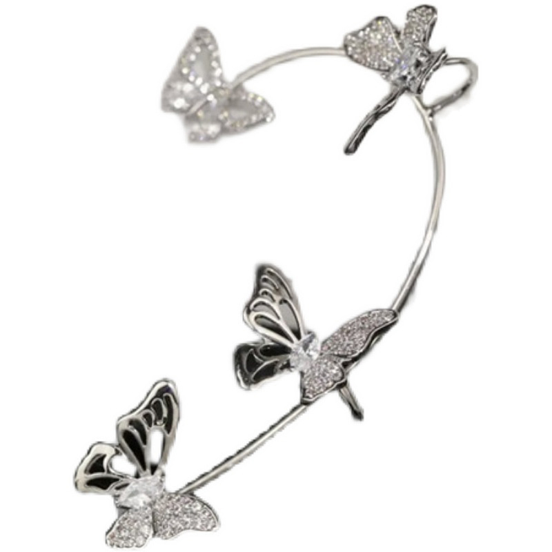 鑲鑽金屬感蝴蝶耳飾耳掛-FANYIACC