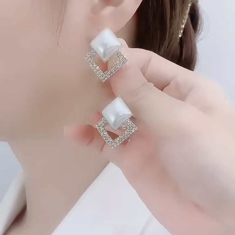 925銀菱形碎鑽耳環-FANYIACC