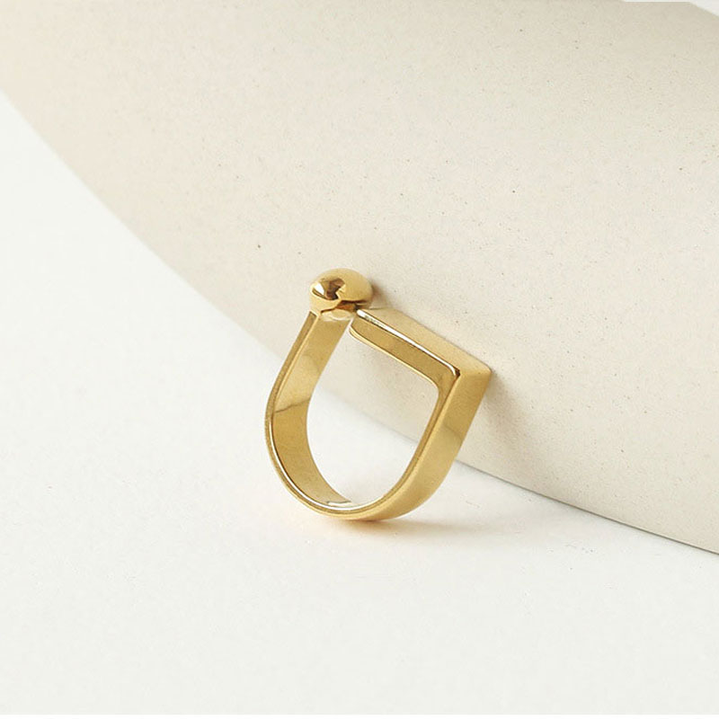 簡約D型鍍金戒指-FANYIACC
