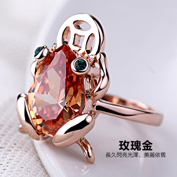 金蟾轉運鋯石戒指 [男女同款/開口可調節】 -FANYIACC