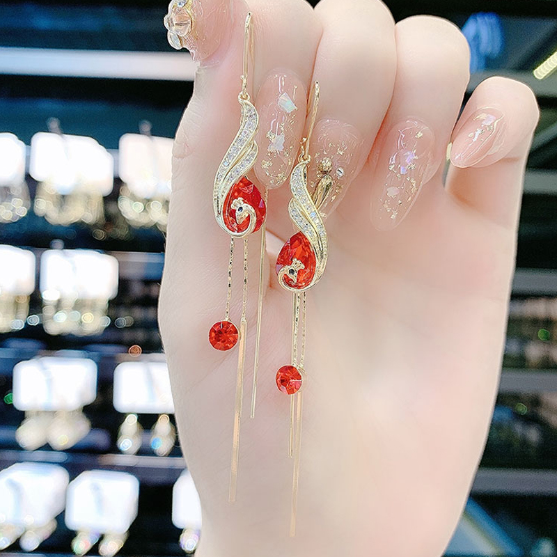 水晶孔雀水晶耳環