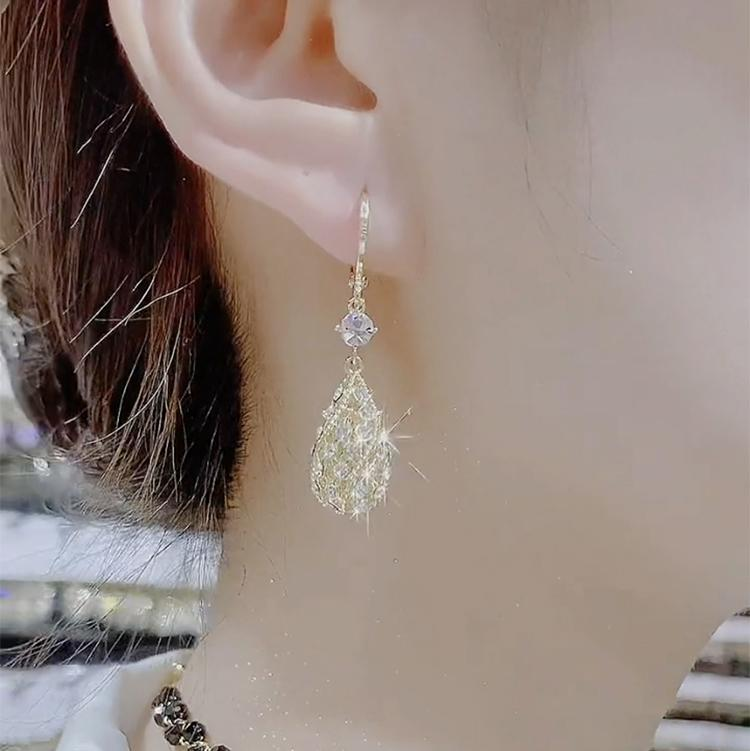 精緻水滴款滿鑽耳環   -FANYIACC