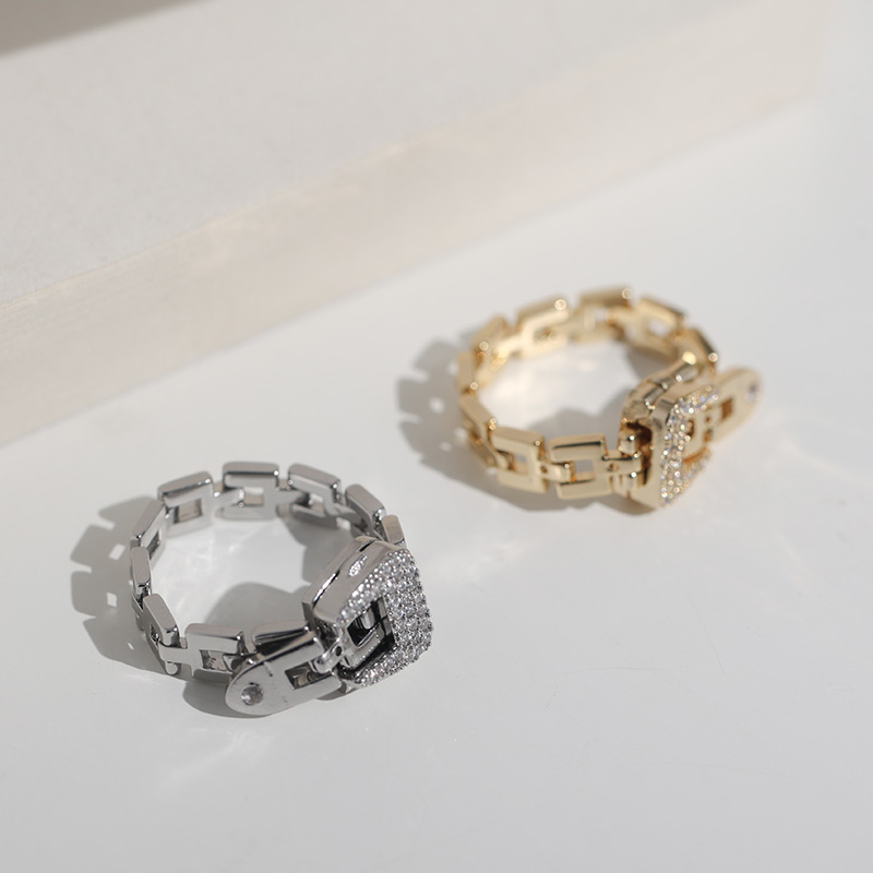 個性錬條滿鑽戒指 【自由調節大小】-FANYIACC