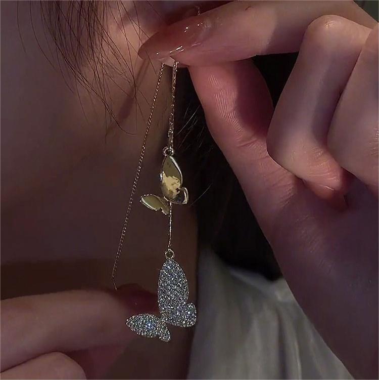 兩隻蝴蝶鋯石耳線-FANYIACC