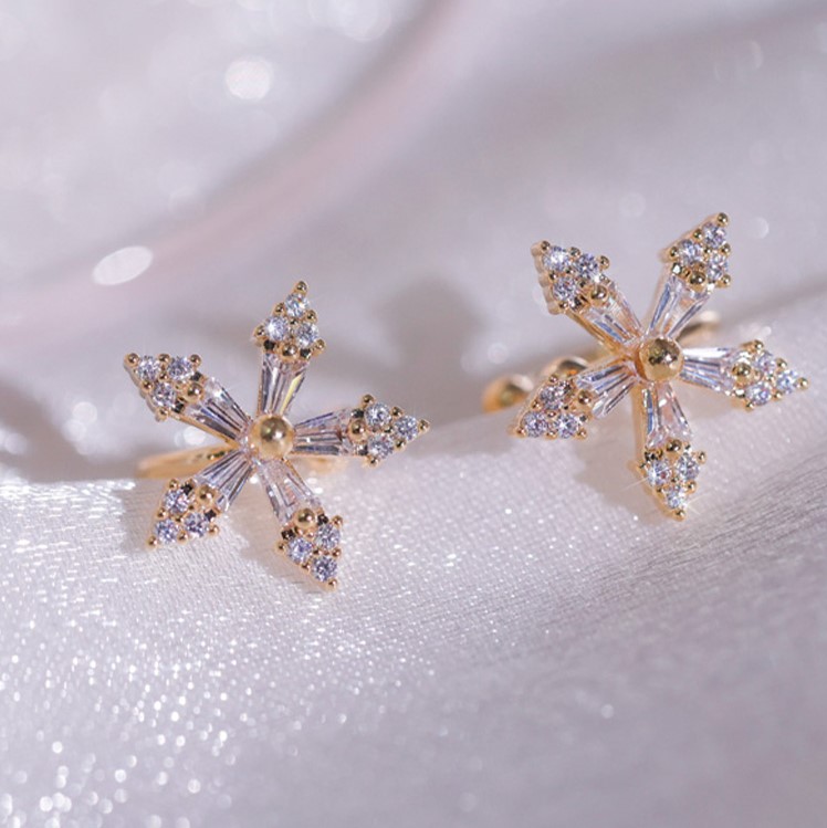 鋯石花朵耳骨夾-FANYIACC