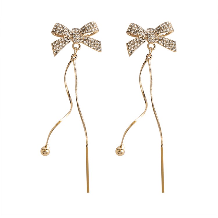 法式蝴蝶結流蘇耳環-FANYIACC