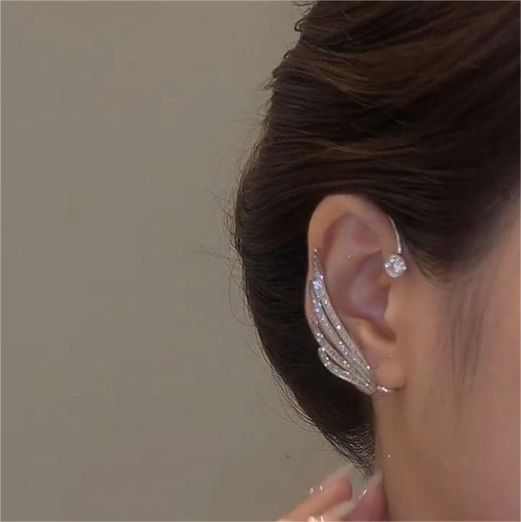 天使之翼無耳洞鋯石耳掛-FANYIACC