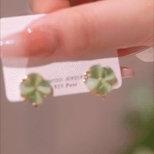 綠色仙蹤可旋轉綠色貓眼耳環-FANYIACC
