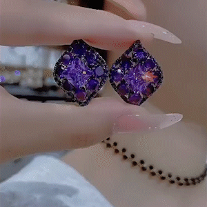 閃亮紫色水晶耳環