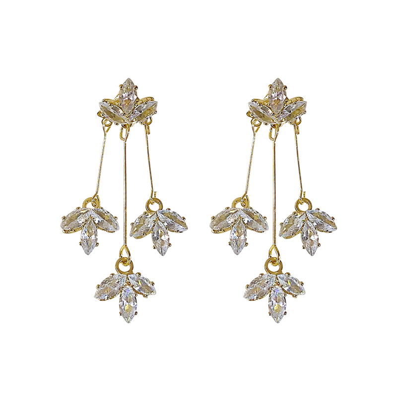 閃鑽葉子耳環-FANYIACC