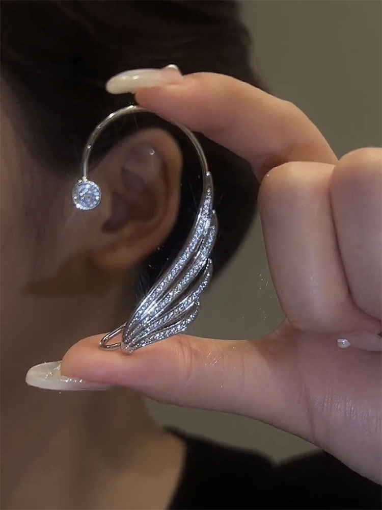 天使之翼無耳洞鋯石耳掛-FANYIACC