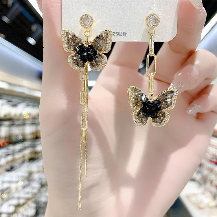 不對稱蝴蝶流蘇耳環-FANYIACC