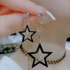 黑色星星長款•流蘇耳環-FANYIACC