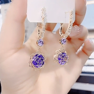 玫瑰花水晶耳環-FANYIACC