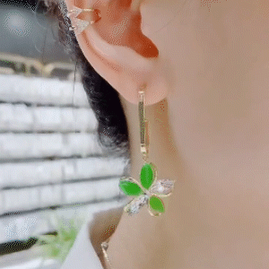 貓眼石花瓣不對稱耳環-FANYIACC