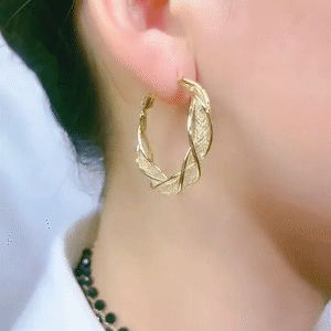 麻花圈圈金色耳環 (Earrings)-FANYIACC