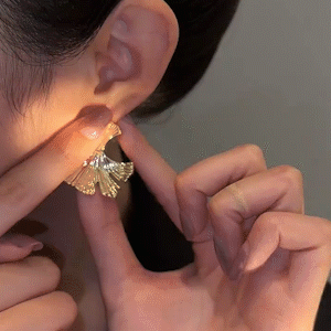 銀杏葉氣質誇張耳環-FANYIACC