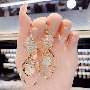 花朵菱形貓眼石耳環-FANYIACC