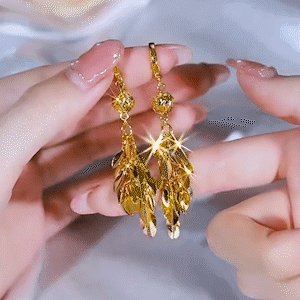 金色鑽球菱形流蘇耳環-FANYIACC