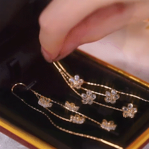 鋯石花朵流蘇耳線-FANYIACC