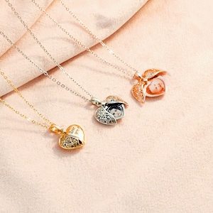 訂製款｜DIY心形半鏤空字母love項錬 雙開桃心相片-FANYIACC