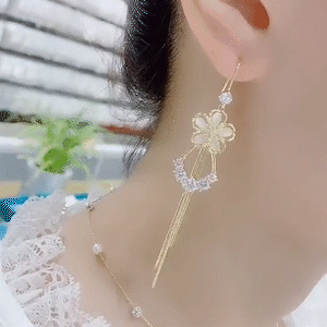 貓眼石花瓣氣質流蘇耳環-FANYIACC