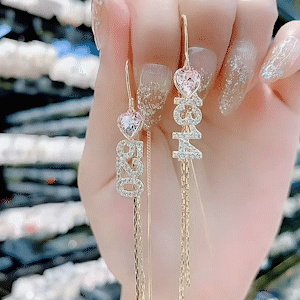 紅色愛心5201314流蘇耳環-FANYIACC