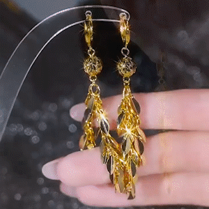 金色鑽球菱形流蘇耳環-FANYIACC