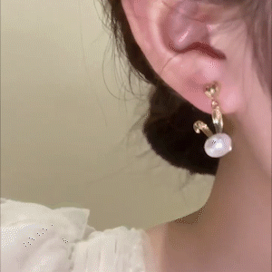 可愛萌兔珍珠耳環-FANYIACC