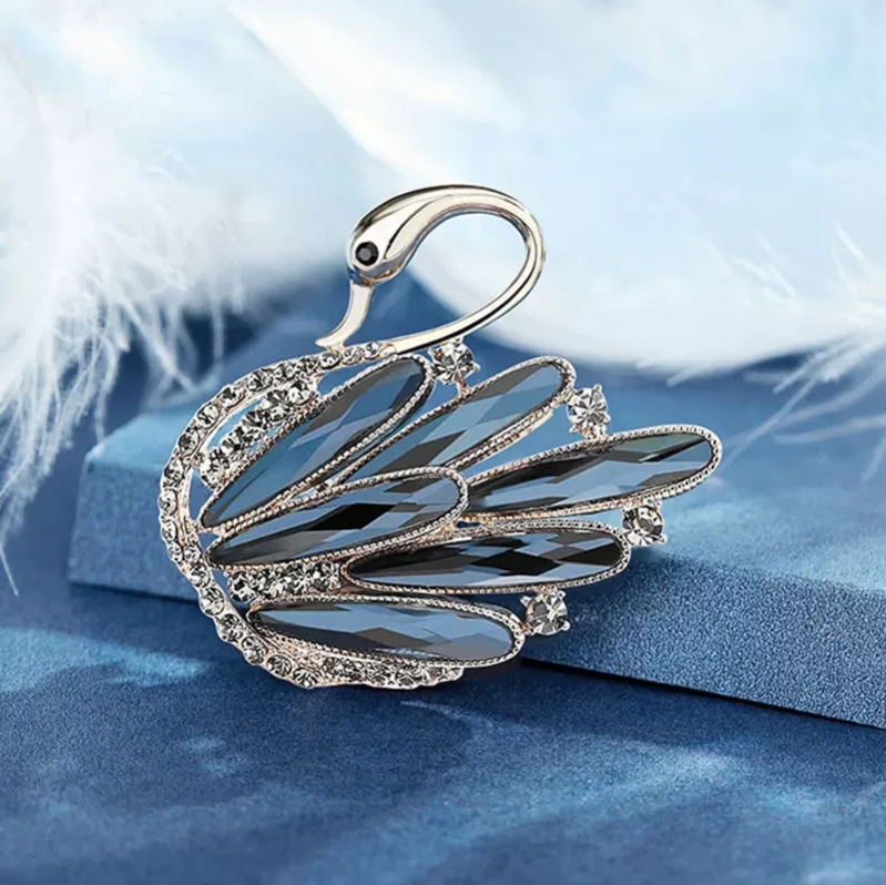 氣質水晶天鵝胸針-FANYIACC