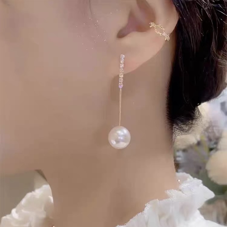 吊墜珍珠流蘇耳環-FANYIACC