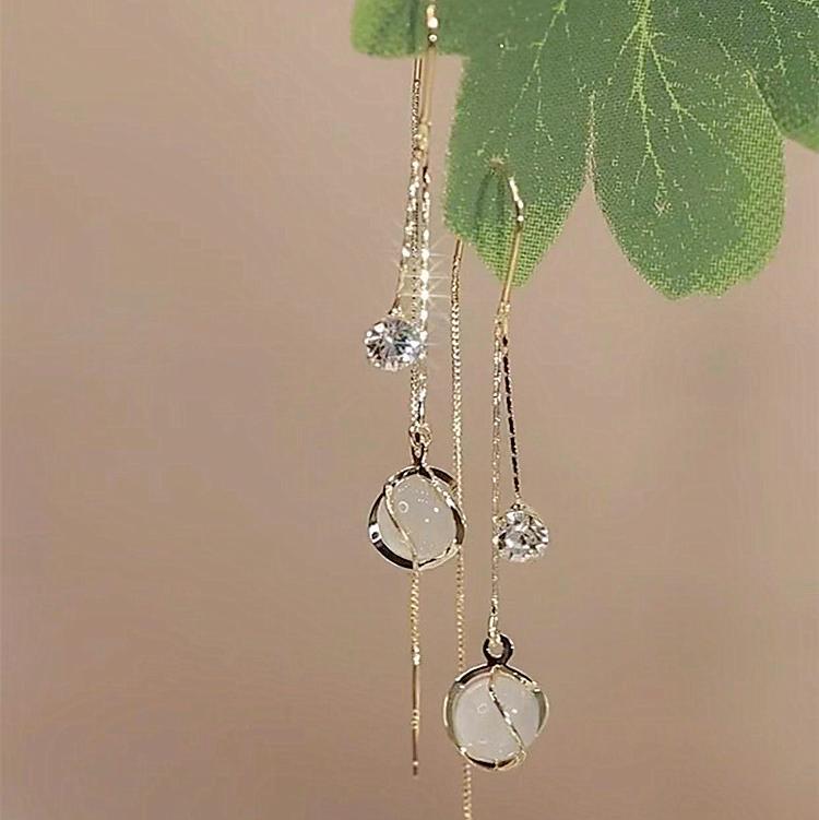 超仙  貓眼石流蘇耳環 -FANYIACC