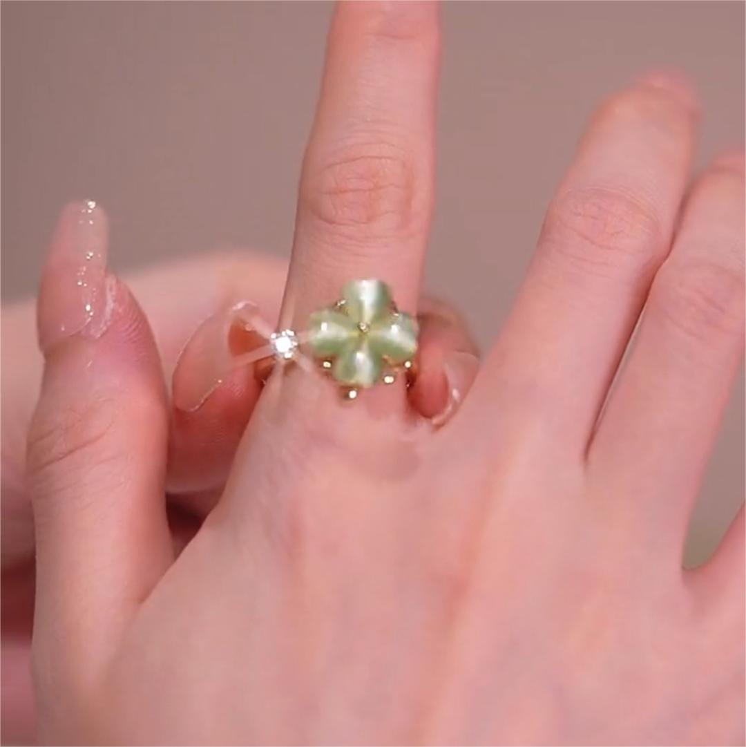 綠色仙蹤可旋轉綠色貓眼石戒指  -FANYIACC