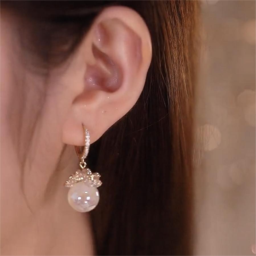 人魚姬花朵珍珠耳環-FANYIACC