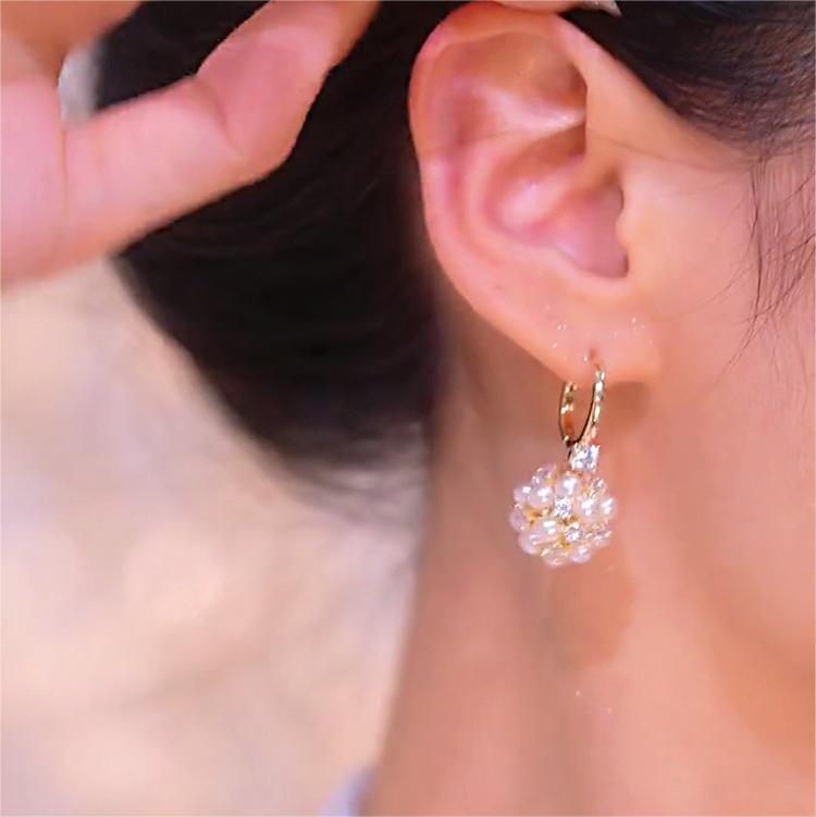 時尚洋氣珍珠球耳環-FANYIACC