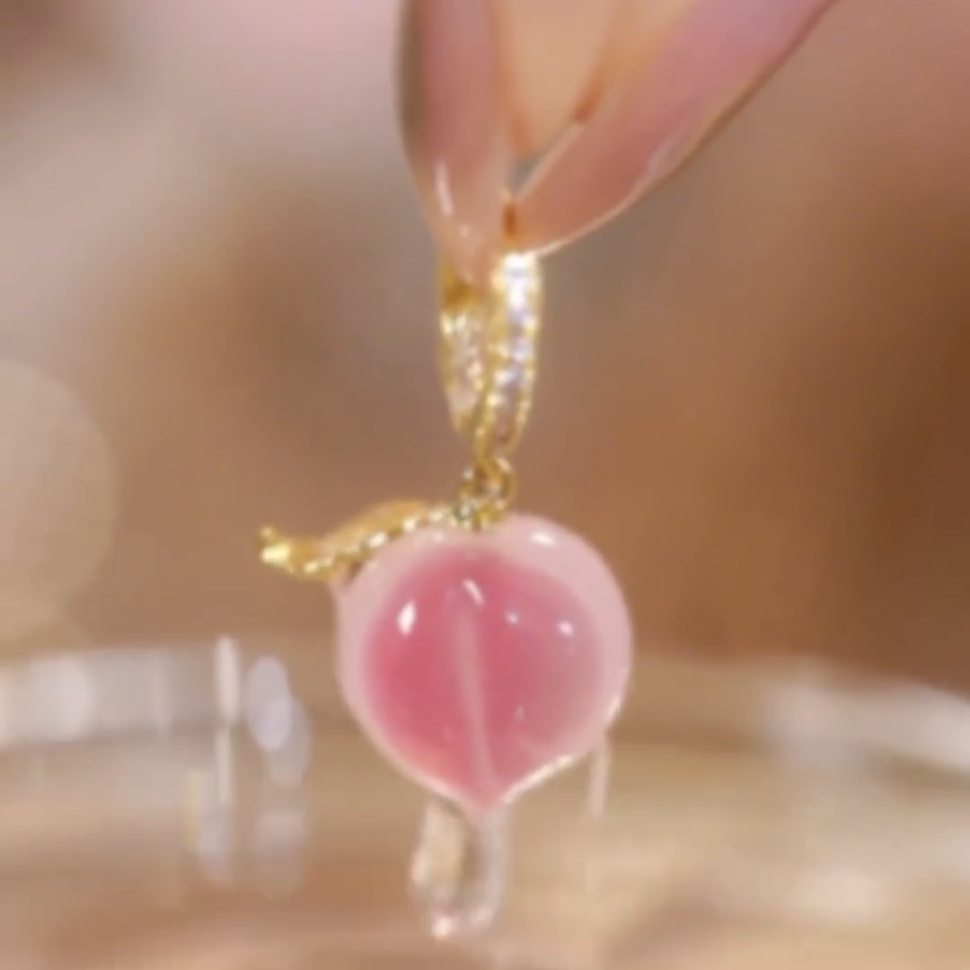 甜美粉色水蜜桃耳環  -FANYIACC