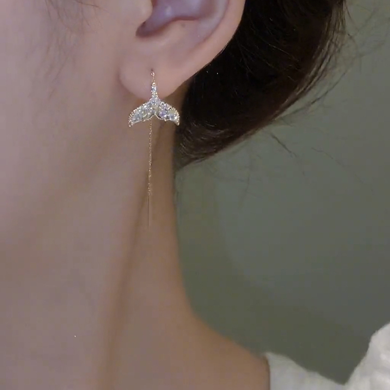 超閃人魚尾流蘇耳環 【925純銀/可調節】-FANYIACC