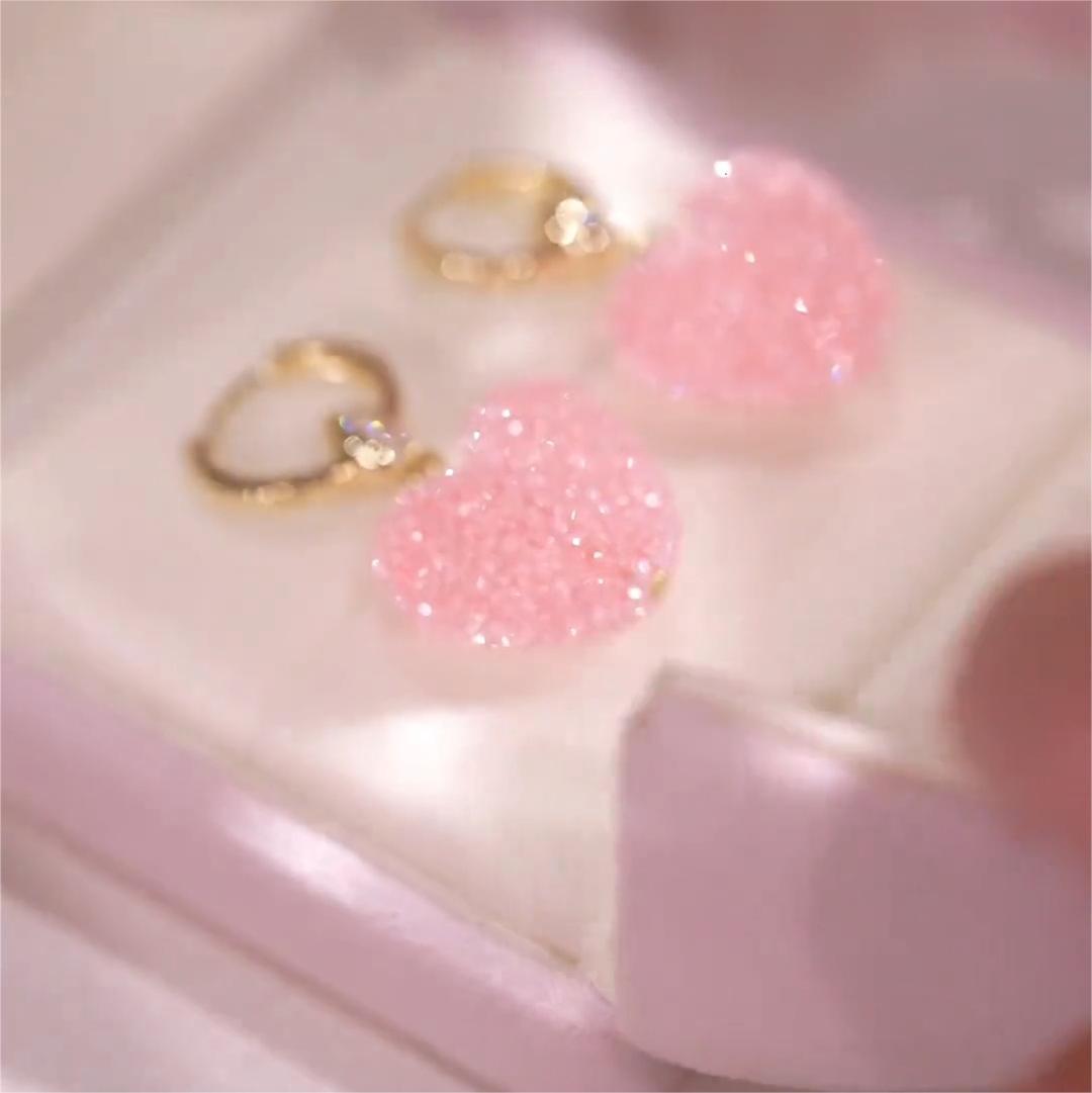 滿鑽綠色糖果愛心耳環-FANYIACC