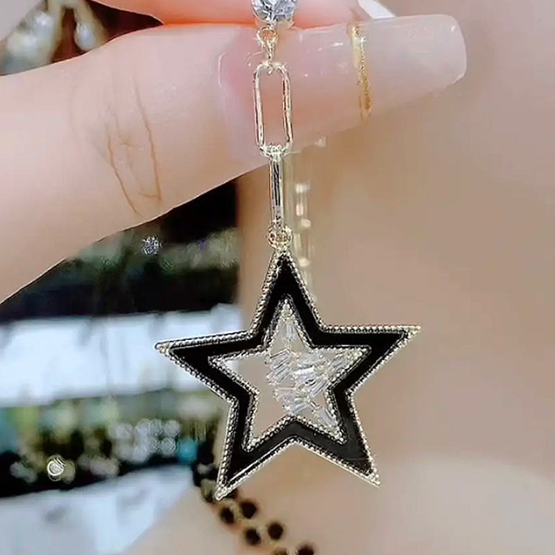 黑色星星長款•流蘇耳環-FANYIACC