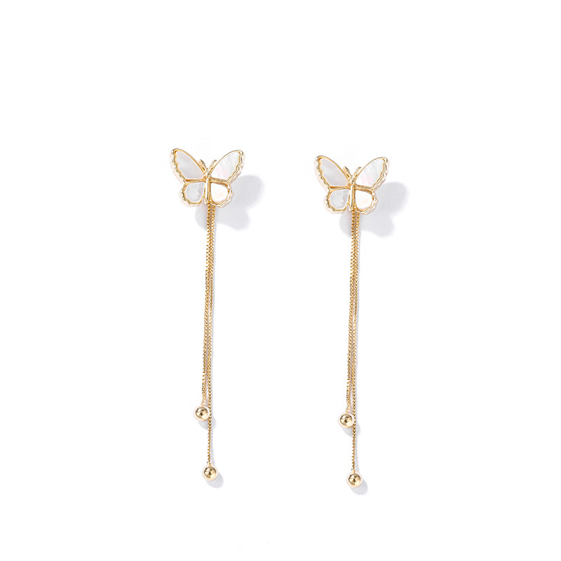 蝴蝶流蘇夾式耳環