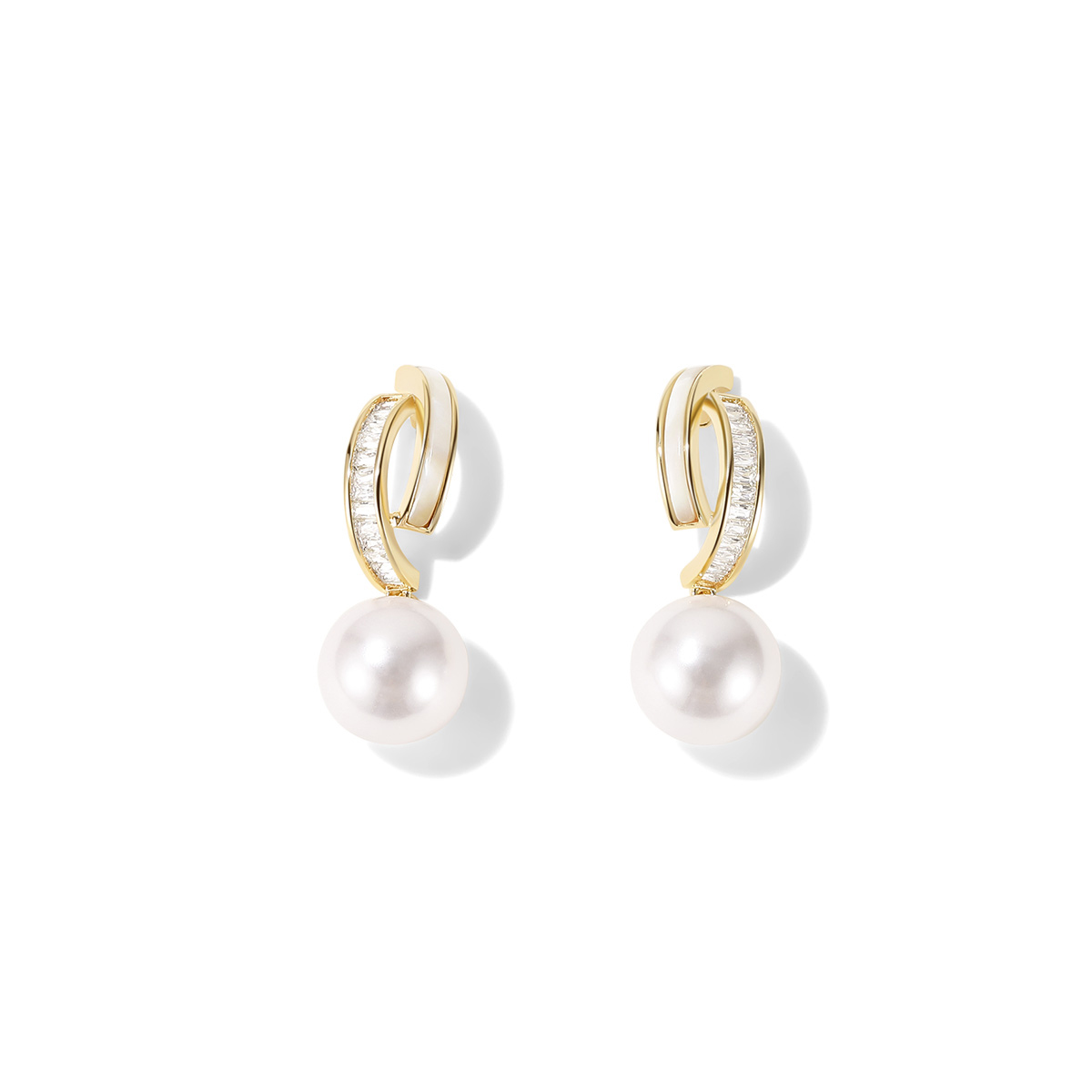 氣質雙層貝珠珍珠耳環-FANYIACC