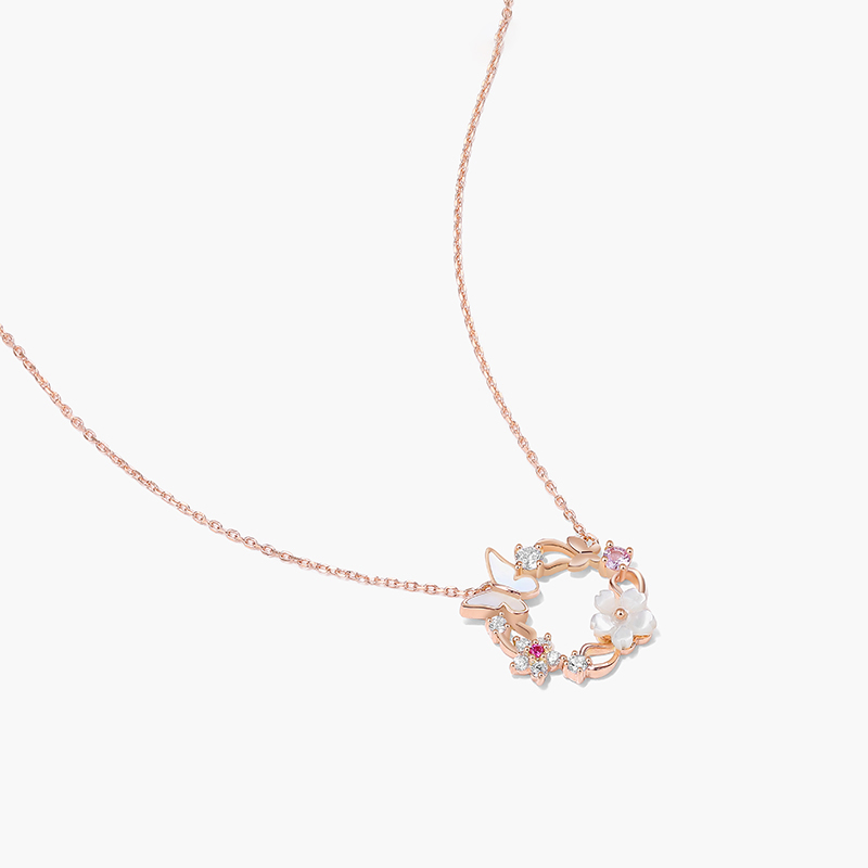 蝴蝶花朵鋯石項錬-FANYIACC