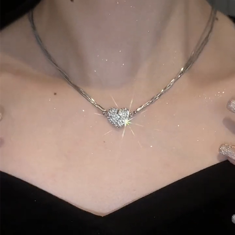 超閃滿鑽愛心磁吸吊墜項錬-FANYIACC